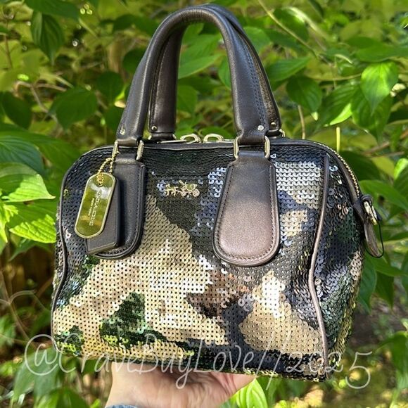 DRAFT COACH CAMO SEQUIN MINI SURREY RARE LTD ED HANGTAGS STRAP NEVER CARRIED - Picture 1 of 2